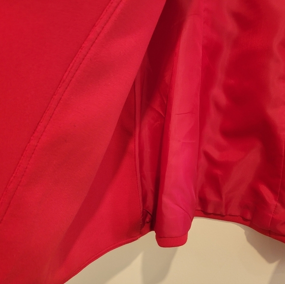 Calvin Klein 2 Red Draped Ruffled Collarless Open Front Long Cardigan Blazer - Picture 6 of 11